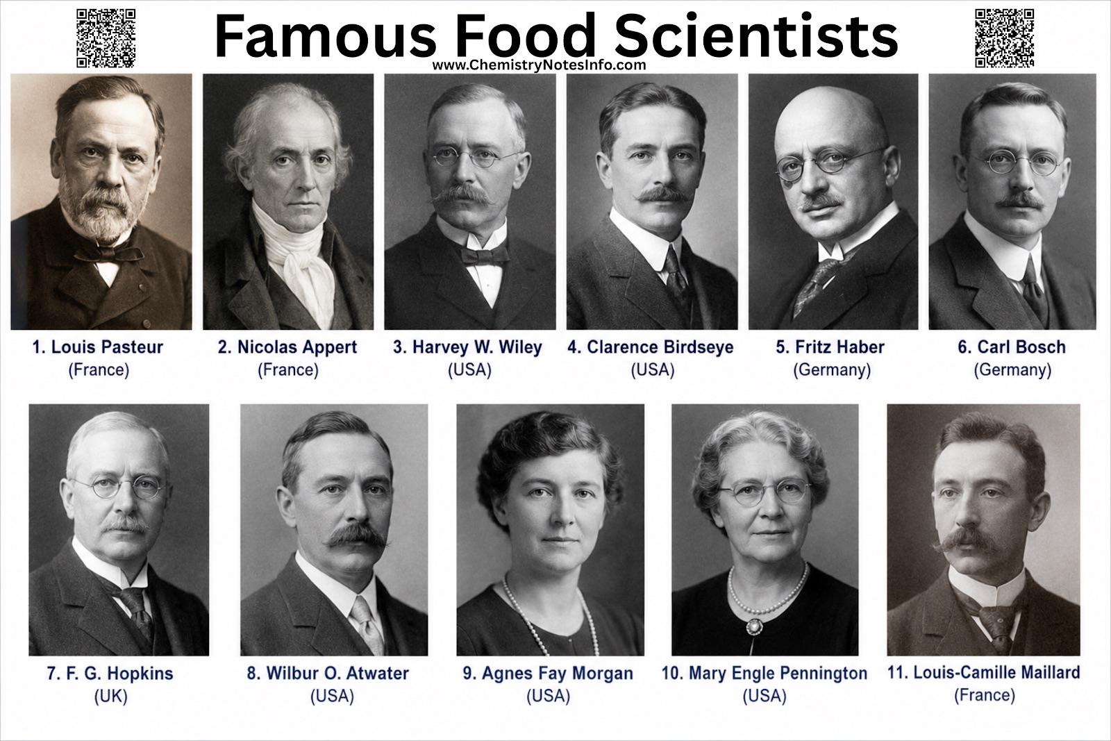 Famous Food Scientist and their contributions Visualization