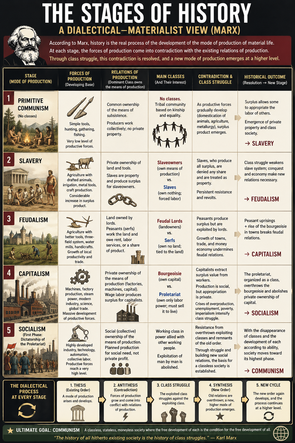 Trying to understand the various stages of history, and how that which actually creates the content must inevitably own its means of production, and therefore come to rule as all as well Visualization