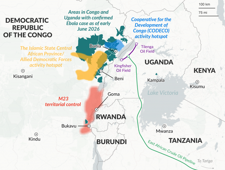 Ebola cases and security challenges in the Congo and surrounding territories Visualization Ebola cases and security challenges in the Congo and surrounding territories Visualization