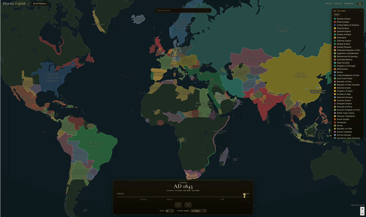 [OC] Interactive World History Map Visualization