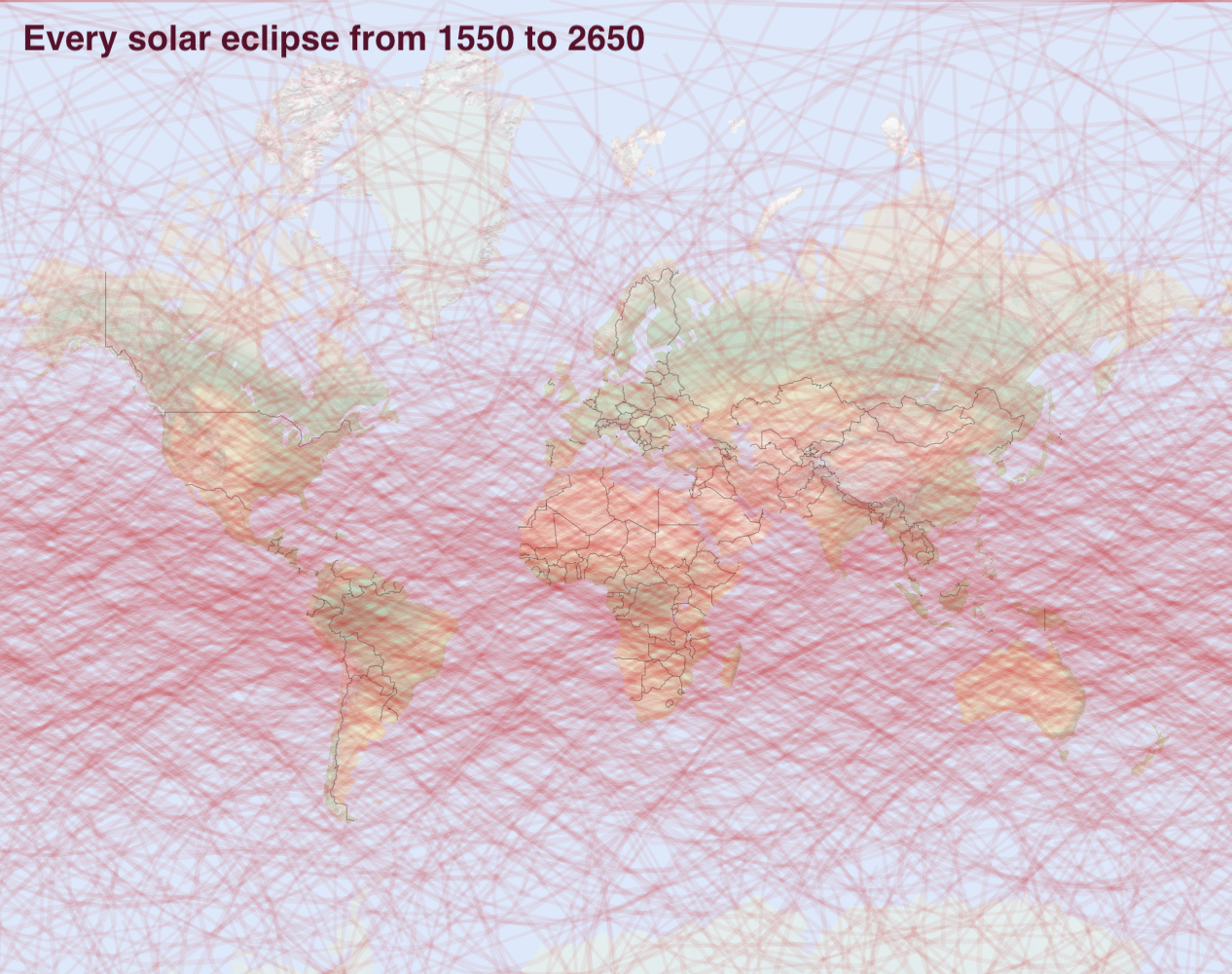 [OC] Every solar eclipse from 1550 to 2650 Visualization