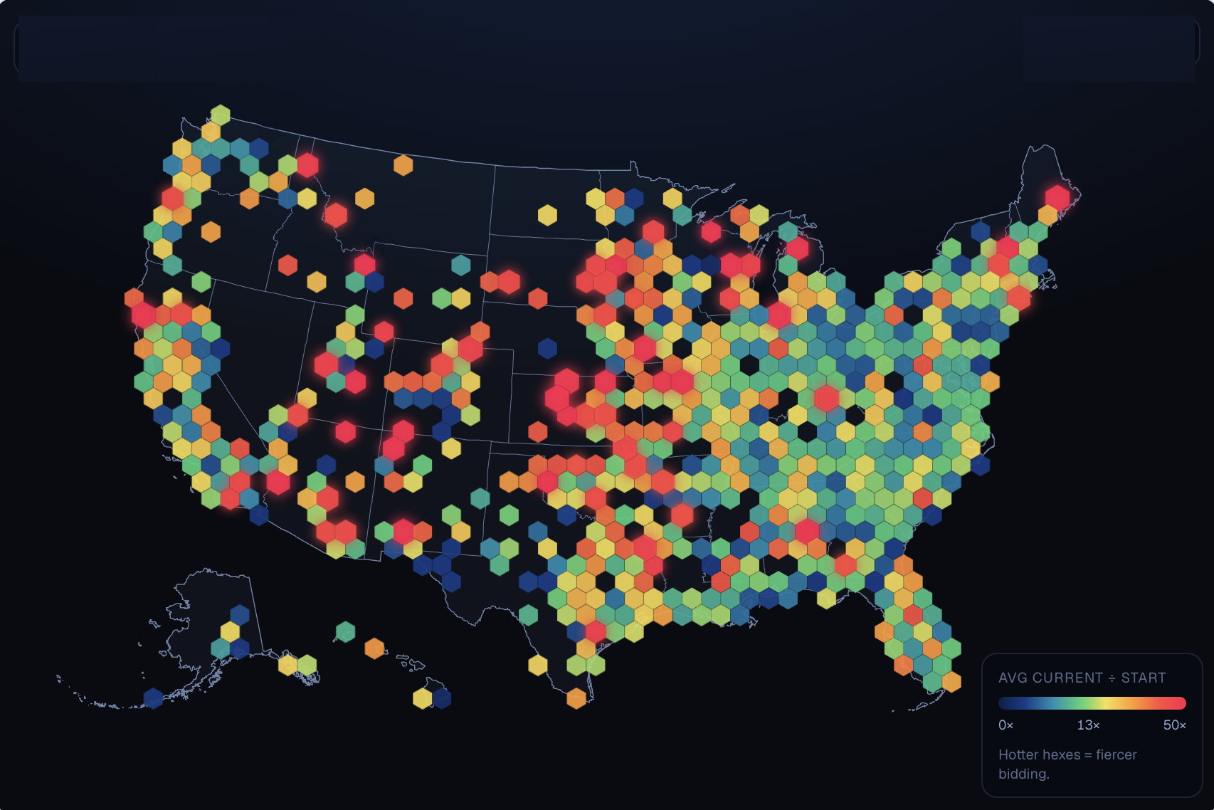 [OC] Mapping where bidding is most intense for US government auctions Visualization