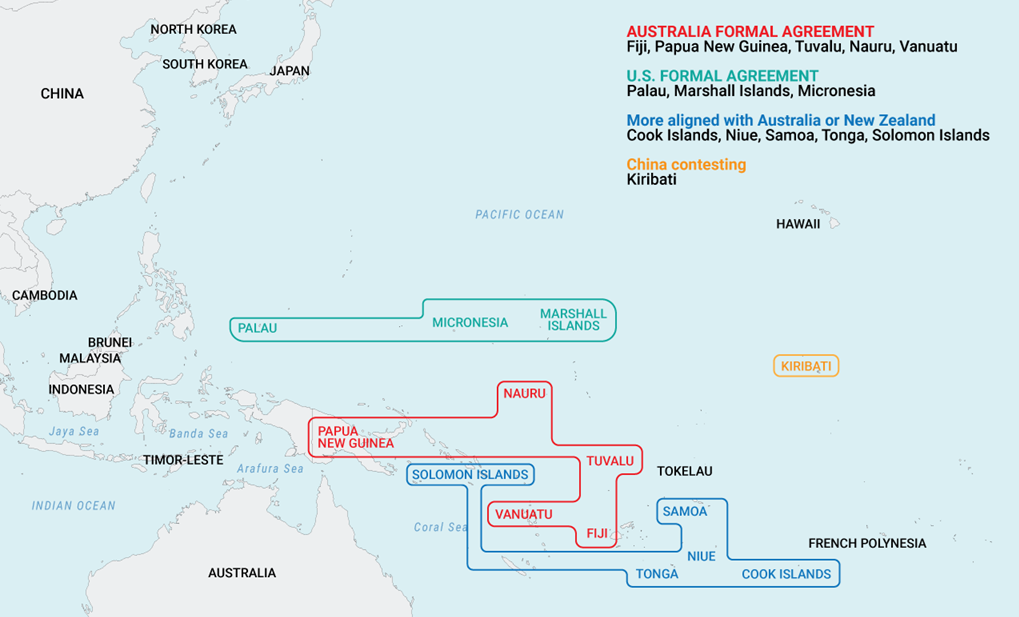 Primary external security partners for various Oceania countries (Janes/The China Academy) Visualization Primary external security partners for various Oceania countries (Janes/The China Academy) Visualization